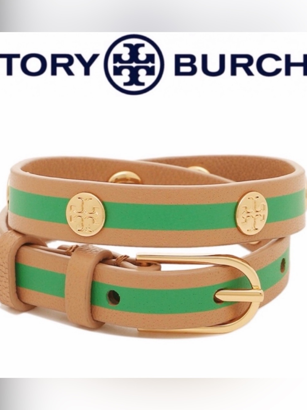 Tory Burch Logo Stud Double Wrap Braclet